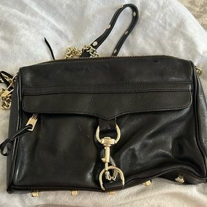 Rebecca Minkoff Black Leather Crossbody with Gold Hardware